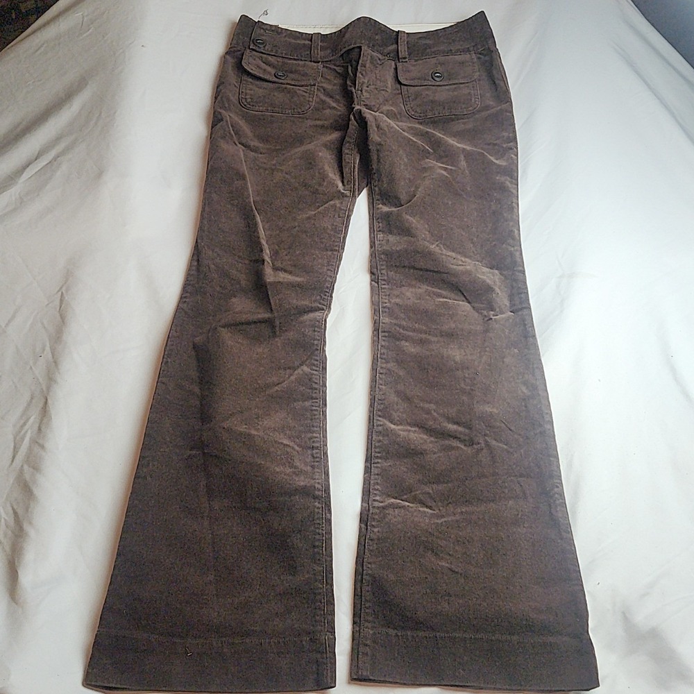Gap Stretch Corduroy Flare Pants Brown Button Pocket Women's Size 6
